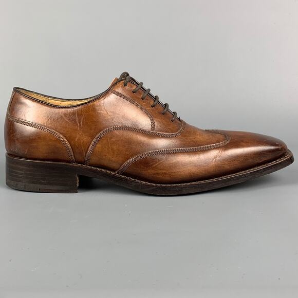 CALZOLERIA HARRIS Size 7.5 Brown Antique Leather Oxford Lace-Up Shoes - Picture 2 of 8